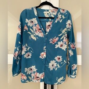 Joie Michi Blue Floral Silk Blouse - Size XS